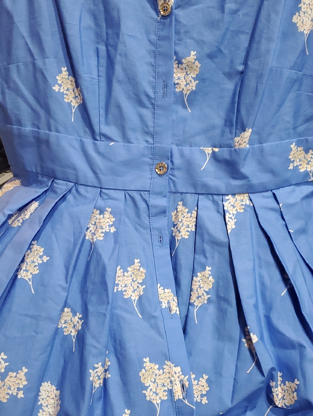 Tommy Hilfiger blue turquoise daisy print Cotton button down Shirtdress size 12 - Picture 4 of 10